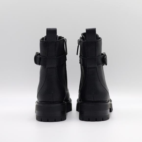 Karl Lagerfeld Paris Women Black Leather Maeva Buckled Combat Booties Size 7M - Picture 8 of 9